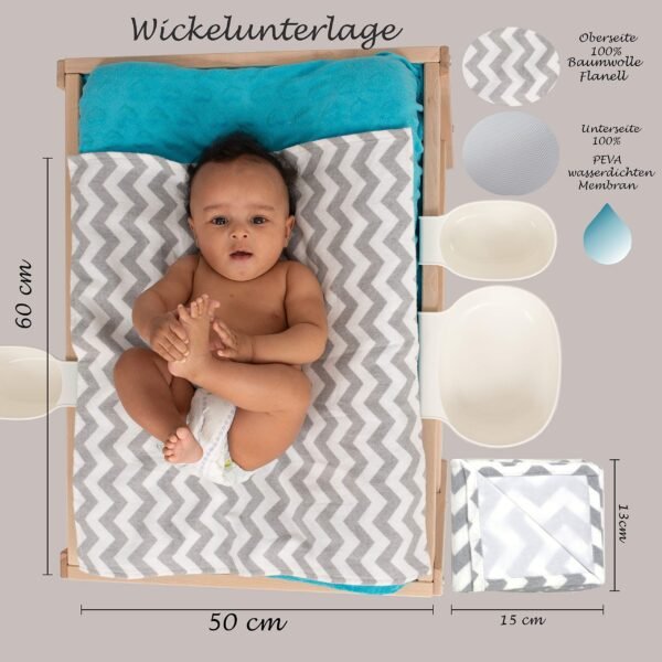 Fensilo Luiers - hydrofieldoeken - 5-pack 70x80 cm inclusief 1 x aankleedkussen voor onderweg - stoffen luiers, made in EU, getest op schadelijke stoffen, wit, grijs - spuugdoeken voor jongens en meis - Image 3