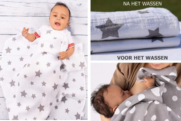 Fensilo Luiers - hydrofieldoeken - 5-pack 70x80 cm inclusief 1 x aankleedkussen voor onderweg - stoffen luiers, made in EU, getest op schadelijke stoffen, wit, grijs - spuugdoeken voor jongens en meis - Image 6