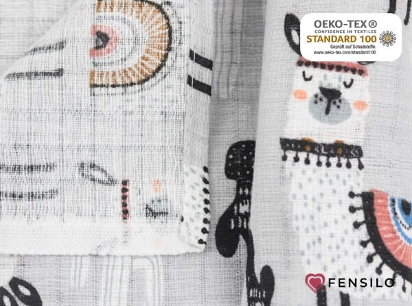FENSILO - Mulldoeken, luiers voor baby's, verpakking van 6 stuks, 70 x 80 cm, stoffen luiers, made in EU, getest op schadelijke stoffen, spuugdoeken baby voor jongens en meisjes, grijs, lama - Image 7