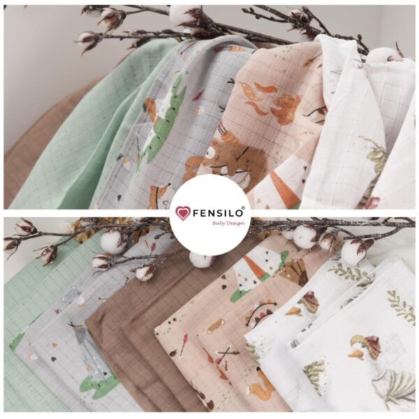 FENSILO Mullluiers | Mulldoeken - Pack van 10 70 x 80 cm | stoffen luiers | afvegen en afdekken van pasgeborenen | mousseline doeken voor baby's | Rainbow - Image 8