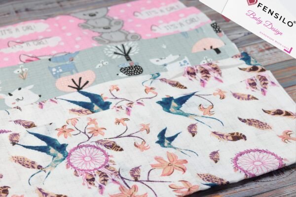 FENSILO - Mulldoeken, luiers voor meisjes, verpakking van 6 stuks, 70 x 80 cm, stoffen luiers, made in EU, getest op schadelijke stoffen, spuugdoekenset voor meisjes, babyluiers, roze - Image 5