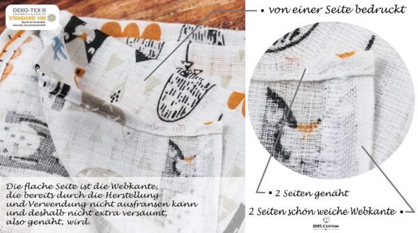 FENSILO - luiers - hydrofieldoekjes - 6 stuks 70 x 80 cm - stoffen luiers, made in EU, getest op schadelijke stoffen - spuugdoeken baby voor jongens en meisjes - grijs - Image 4