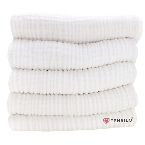 FENSILO Muildoeken voor baby's, verpakking van 5 stuks, spuugdoeken voor baby's, 6 lagen, 70 x 70 cm, absorberende gaasluiers | stoffen luiers getest op schadelijke stoffen, spuugdoeken voor jongens - Image 7