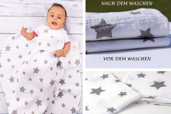 3 x moltondoeken + 2 x hydrofieldoekjes inclusief 1 aankleedkussen voor onderweg, made in EU, spuugdoeken voor jongens en meisjes, stoffen luiers - Image 7