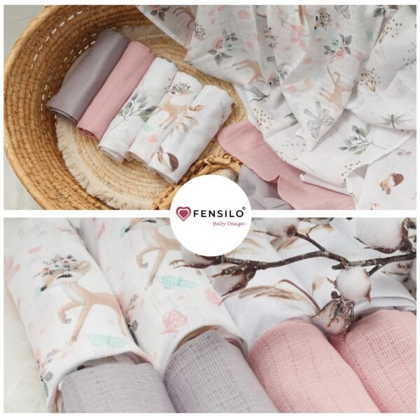 FENSILO Mullluiers | Mulldoeken - Pack van 10 70 x 80 cm | stoffen luiers | afvegen en afdekken van pasgeborenen | mousseline doeken voor baby's | koffie - Image 3