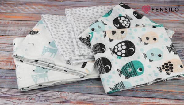 Mulldoeken, stoffen luiers, verpakking van 6 stuks, 70 x 80 cm, made in EU, getest op schadelijke stoffen, spuugdoeken voor baby's, voor jongens en meisjes, munt, wit - Image 2