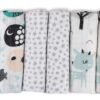 Mulldoeken, stoffen luiers, verpakking van 6 stuks, 70 x 80 cm, made in EU, getest op schadelijke stoffen, spuugdoeken voor baby's, voor jongens en meisjes, munt, wit