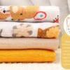 FENSILO|Baby|Katoenen mousseline|4pack|65x70 cm|Hydrofiele Luiers|Hydrofiele Doeken|jongens en meisjes|gaasluiers|babyluiers - geel, beige, & 2 dieren - Image 3