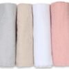 FENSILO|Baby|Katoenen mousseline|4pack|65x70 cm|Hydrofiele Luiers|Hydrofiele Doeken|jongens en meisjes|gaasluiers|babyluiers roze, wit, beige, grijs