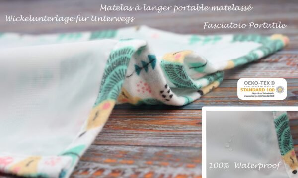 3 x moltondoeken + 2 x hydrofieldoekjes inclusief 1 aankleedkussen voor onderweg, made in EU, spuugdoeken voor jongens en meisjes, stoffen luiers - Image 9