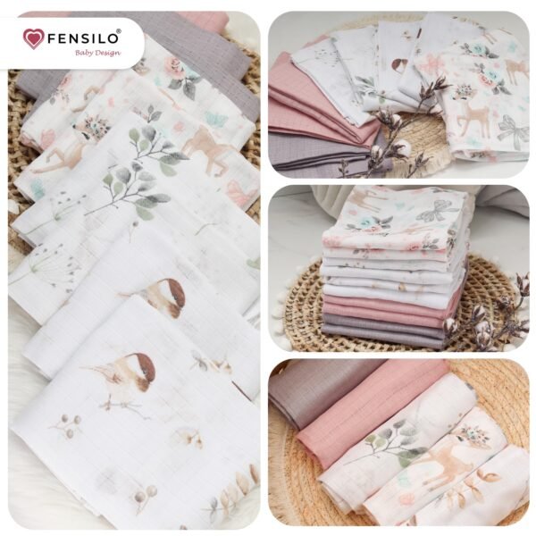FENSILO Mullluiers | Mulldoeken - Pack van 10 70 x 80 cm | stoffen luiers | afvegen en afdekken van pasgeborenen | mousseline doeken voor baby's | koffie - Image 4